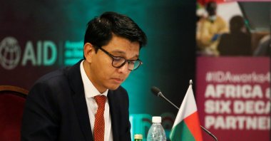 Madagascar's President Andry Rajoelina attends a meeting to discuss the 20th replenishment of the World Bank's International Development Association, in Abidjan, Ivory Coast, July 15, 2021. (Reuters Photo)