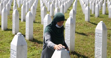 A woman is seen at a graveyard, ahead of a mass funeral in Potocari near Srebrenica, Bosnia- Herzegovina, July 11, 2020. (Reuters Photo)