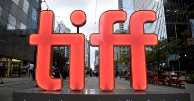 A view of a festival sign appears on Day 1 of the Toronto International Film Festival in Toronto, Canada, Sept. 6, 2018. (AP Photo)