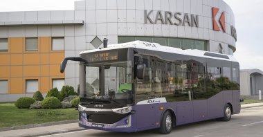 A Karsan electric bus seen in front of company facility in Bursa, northwestern Turkey, June 8, 2021. (Courtesy of Karsan)