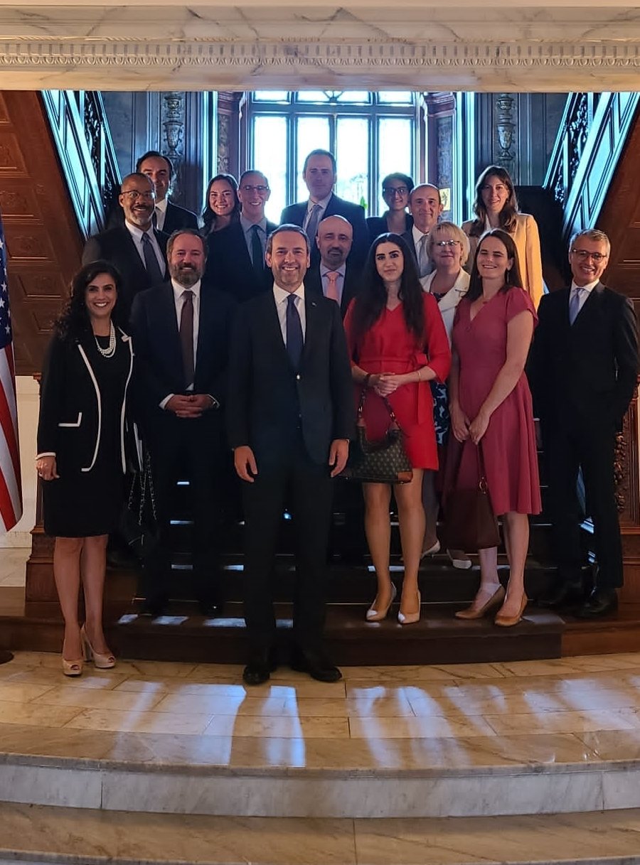 Deputy Energy and Natural Resources Minister Alparslar Bayraktar (Front-Center) poses for a photo with executives of U.S. energy companies and the U.S. Chamber of Commerce in Washington, D.C., U.S., July 22, 2021. (Investment Office via AA)