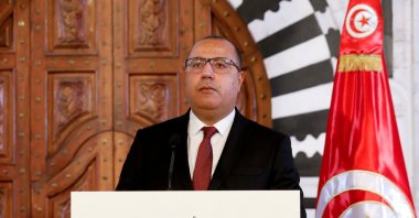 Tunisian Prime Minister Hichem Mechichi appears at a news conference in Tunis, Tunisia, on June 3, 2021. (Reuters Photo)