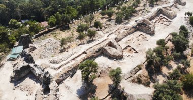 An aerial view from the medieval castle walls in Akyaka, Muğla, southwestern Turkey, July 26, 2021. (AA Photo)