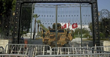 The Tunisian army barricades the parliament building in the capital Tunis, Tunisia, on July 26, 2021. (AFP Photo)
