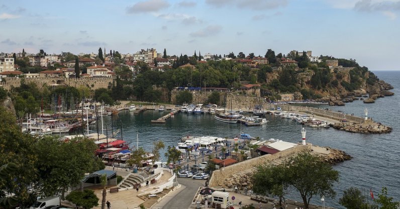 A general view of the old harbor, in Antalya, southern Turkey, Monday, June 21, 2021. (AP Photo)