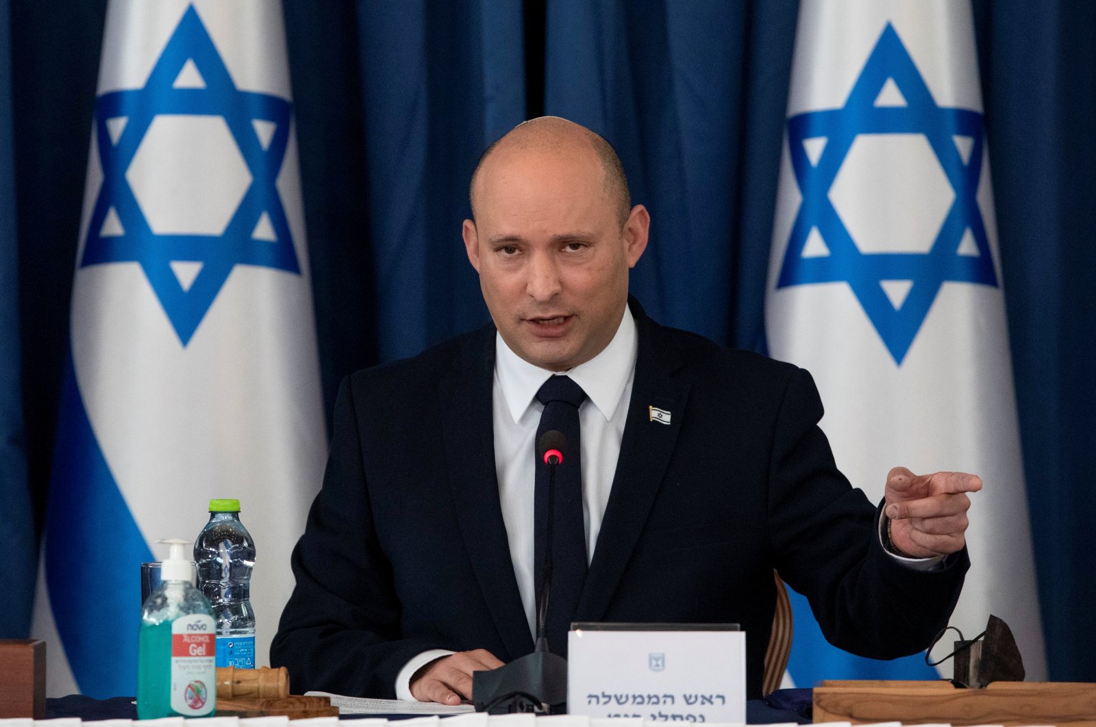 Israel's Prime Minister Naftali Bennett convenes the weekly cabinet meeting in Jerusalem, July 25, 2021. (Reuters Photo)