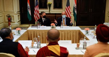 U.S. Secretary of State Antony Blinken and U.S. Ambassador to India Atul Keshap deliver remarks to civil society organization representatives in a meeting room at the Leela Palace Hotel in New Delhi, India, July 28, 2021.  (Reuters Photo)