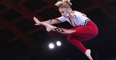 Germany's Elisabeth Seitz in action on the balance beam at the Tokyo 2020 Olympics at the Ariake Gymnastics Centre, Tokyo, Japan, July 25, 2021.