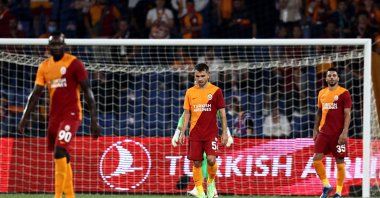 Galatasaray players are seen after the defeat against PSV Eindhoven at the Fatih Terim Stadium, Istanbul, Turkey, July 28, 2021. (AA Photo)