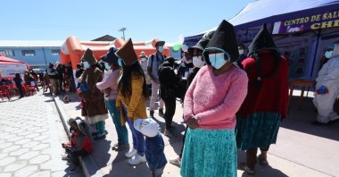 Community members attend a vaccination session against COVID-19, in Chipaya, Bolivia, July 23, 2021. (EPA Photo)