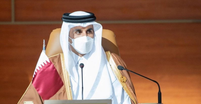Qatar's Emir Sheikh Tamim bin Hamad Al Thani attends the Gulf Cooperation Council's (GCC) 41st Summit in Al-Ula, Saudi Arabia, January 5, 2021. (Reuters Photo)