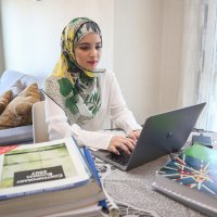 Yasmin Nayal in her home in Istanbul, Turkey, July 30, 2021. (AA PHOTO)