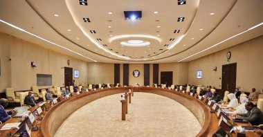 Members of Sudan's cabinet attend a meeting in the capital Khartoum to ratify the Rome Statue of the International Criminal Court, Aug. 3, 2021 (Office of Sudan's Prime Minister / AFP) 