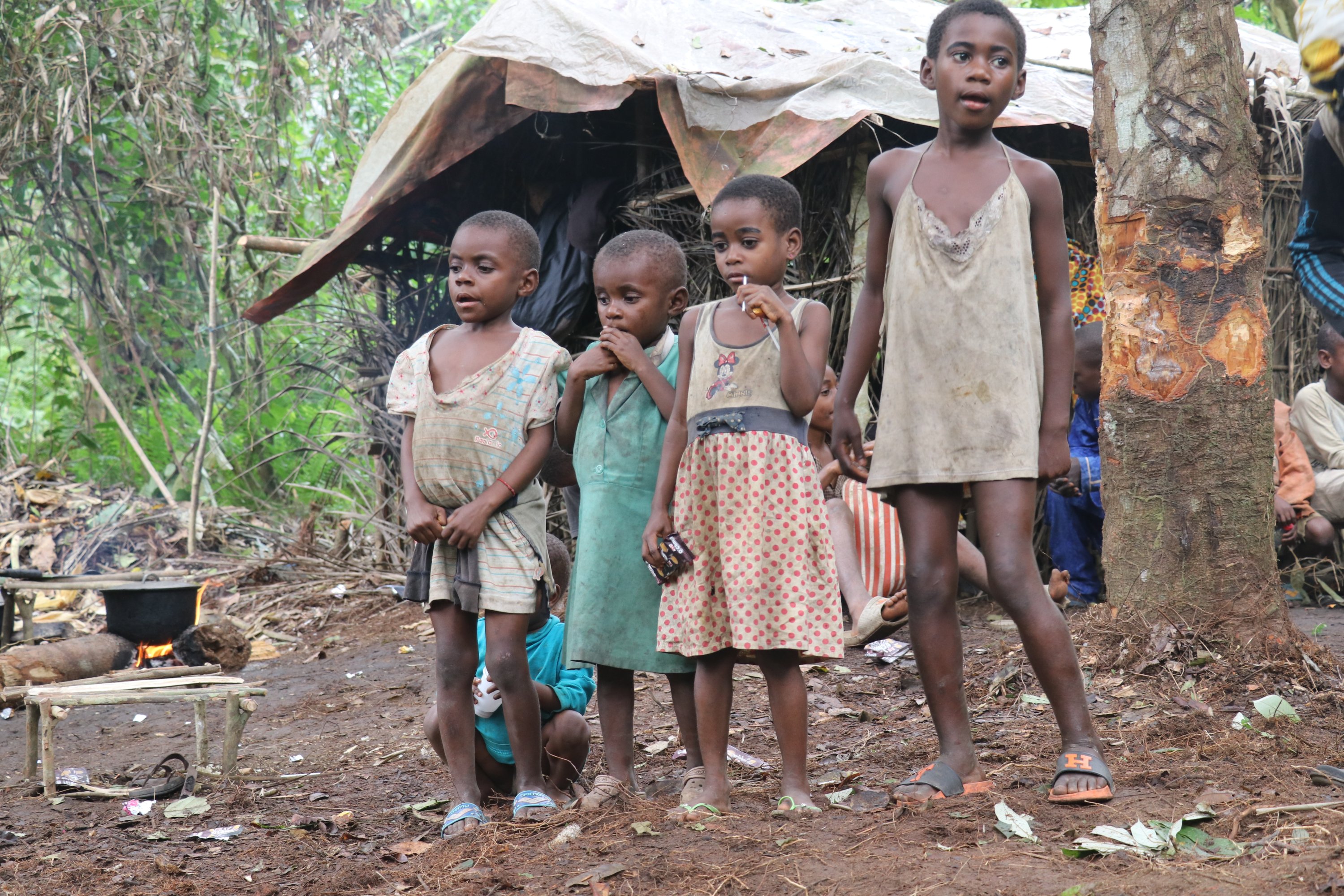 Pygmy children in Bikuitsi-Njule, Cameroon, Aug. 2, 2021. (AA Photo)