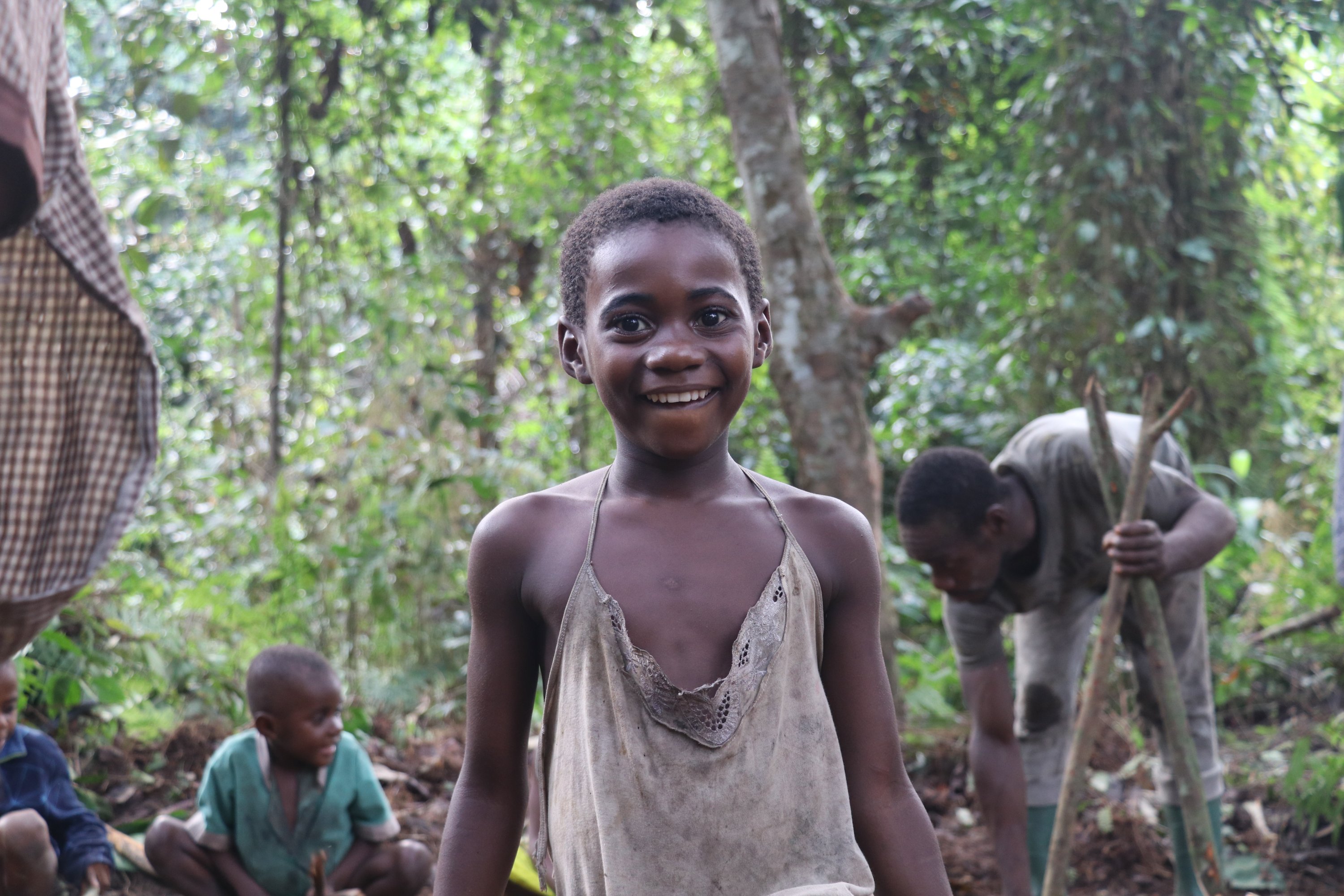 A Pygmy child smiles in Bikuitsi-Njule, Cameroon, Aug. 2, 2021. (AA Photo)