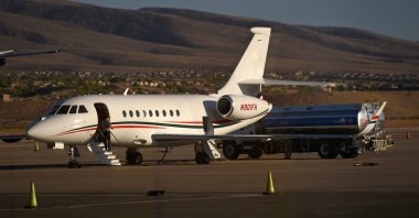 A business jet is refueled at the Henderson Executive Airport during the National Business Aviation Association (NBAA) exhibition in Las Vegas, Nevada, U.S., Oct. 21, 2019.  (Reuters Photo)