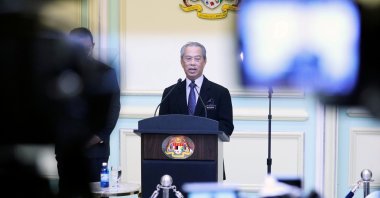 Malaysia's Prime Minister Muhyiddin Yassin speaking during his cabinet announcement in Putrajaya, Malaysia March 9, 2020. (Reuters Photo)