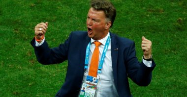 Netherlands coach Louis van Gaal reacts on the sidelines during the 2014 World Cup third-place playoff against Brazil at the Brasilia national stadium, Brasilia, Brazil, July 12, 2014. (Reuters Photo)