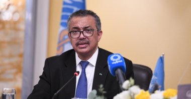 Tedros Adhanom Ghebreyesus, Director General of the World Health Organization (WHO), speaks during a joint press conference with Kuwaiti Health Minister Basil Hammoud Al-Hamad Al-Sabah, in Kuwait City, Kuwait, July 28, 2021. (AA)