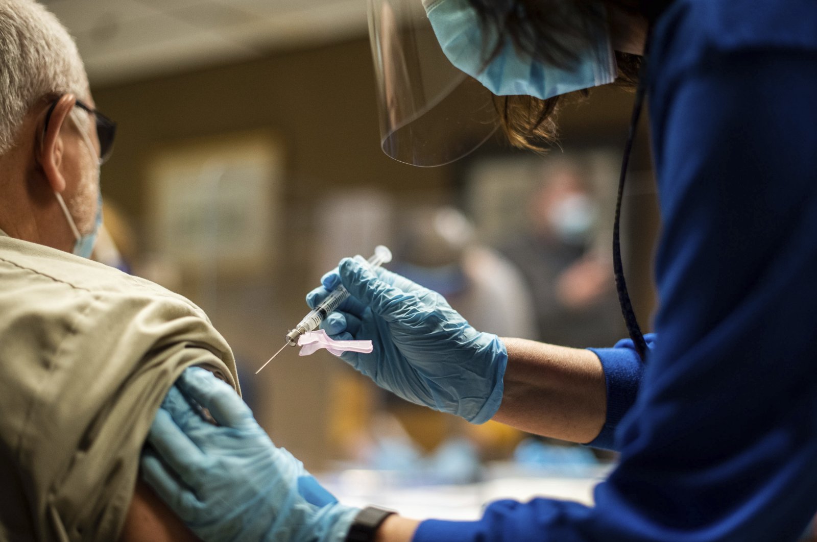 Tyson Foods team members receive COVID-19 vaccines from health officials at the facility in Wilkesboro, N.C., U.S., Feb. 2, 2021. (AP)