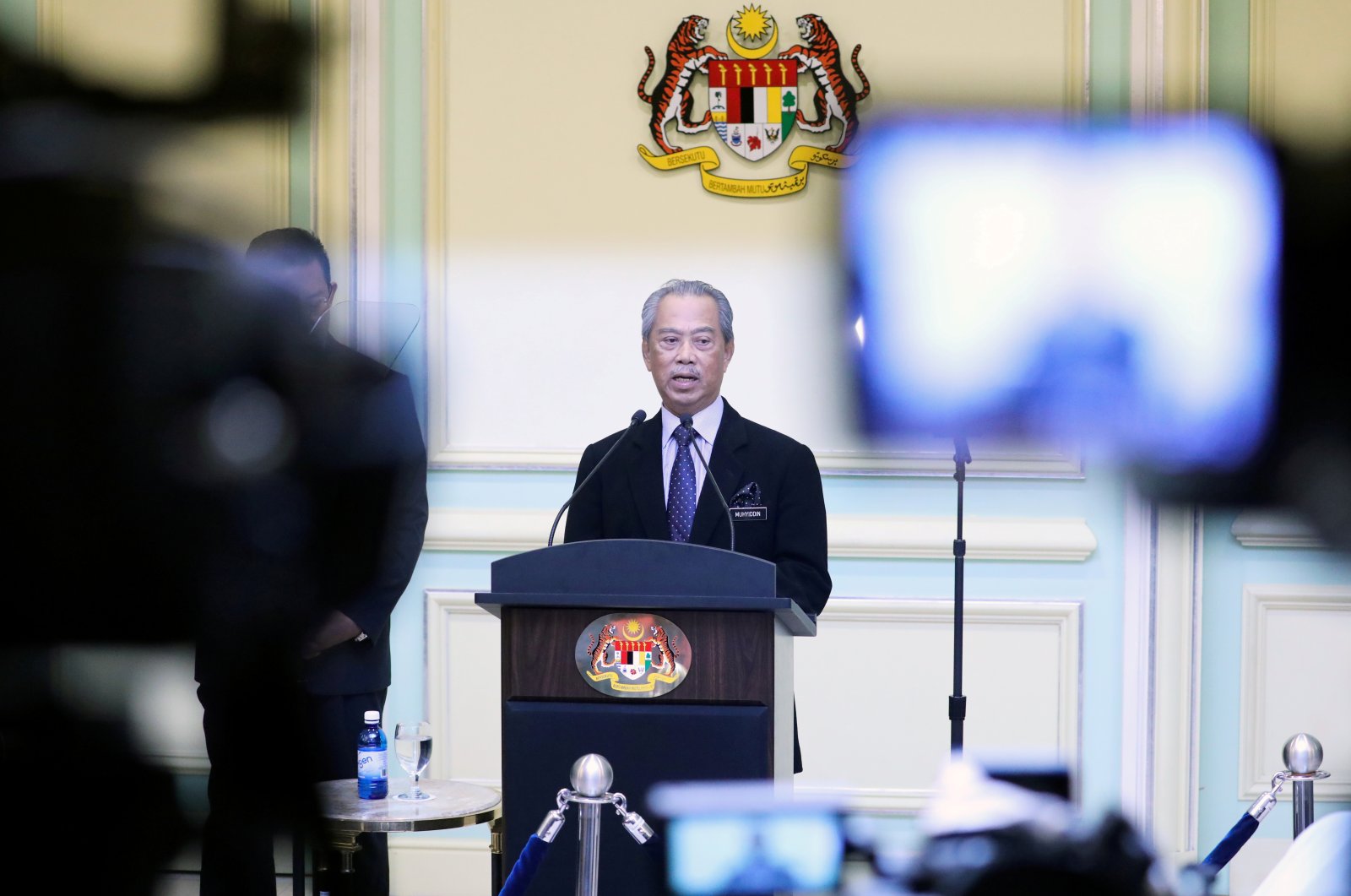 Malaysia's Prime Minister Muhyiddin Yassin speaking during his cabinet announcement in Putrajaya, Malaysia March 9, 2020. (Reuters Photo)