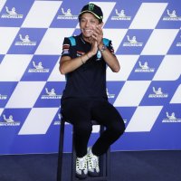 Italian rider Valentino Rossi attends a news conference ahead of the MotoGP motorcycle race Grand Prix of Styria at the Red Bull Ring in Spielberg, Austria, Aug. 5, 2021. (AP Photo)