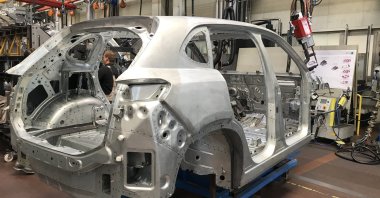 The first vehicle body assembled under the TOGG brand in a factory in Gebze, northwestern Turkey, July 12, 2021. (Courtesy of TOGG)