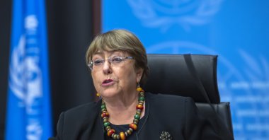 UN High Commissioner for Human Rights Michelle Bachelet speaks during a press conference at the European headquarters of the United Nations in Geneva, Switzerland, Dec. 9, 2020. (AP Photo)