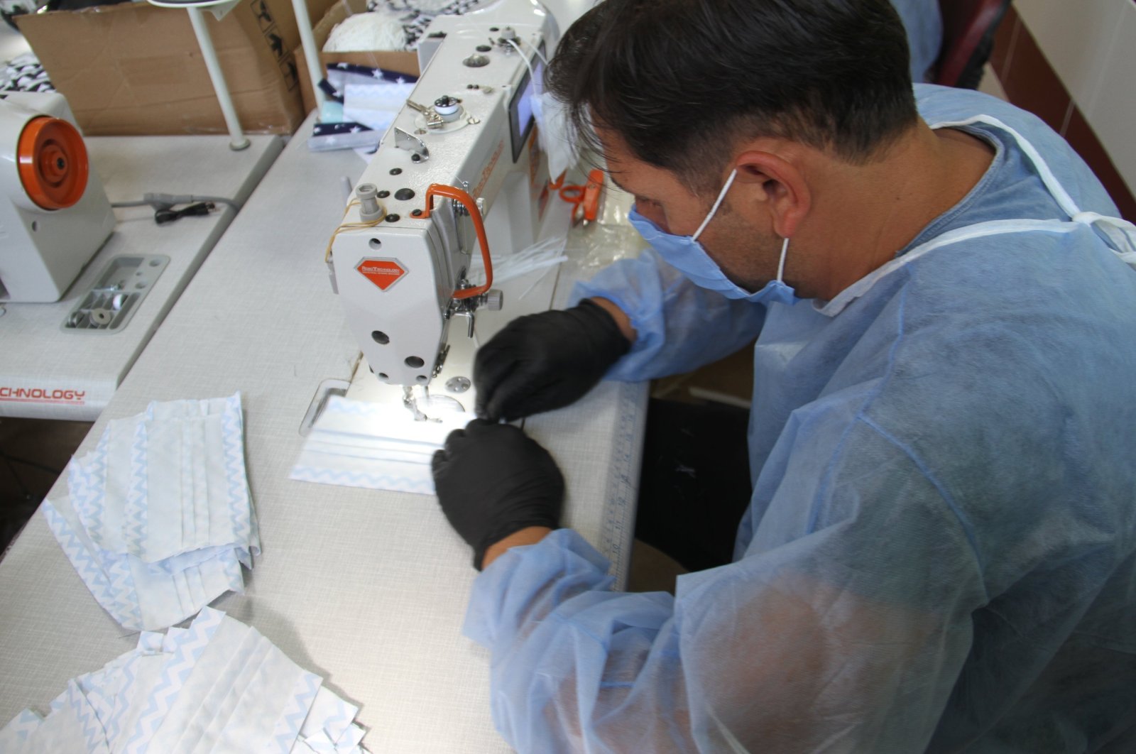 Protective face masks being produced in central Turkey's Konya, July 6, 2020. (AA File Photo)