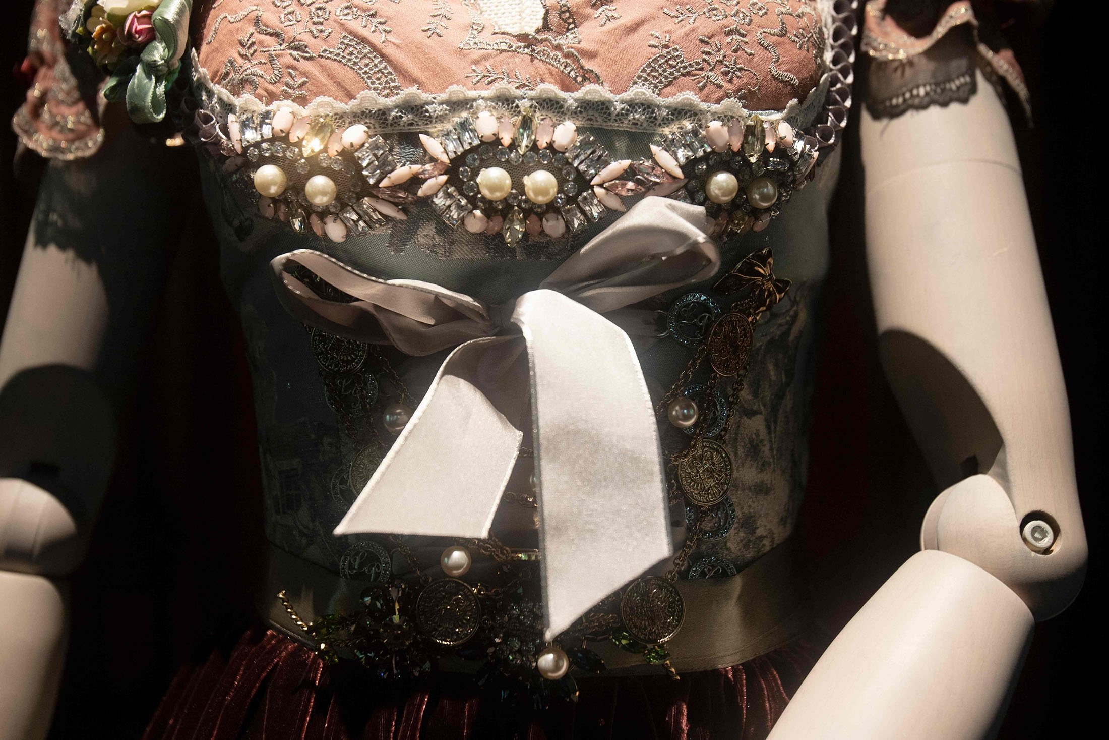 A dirndl dress is on display at the exhibition 