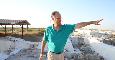 Professor Timothy Harrison in Tell Tayinat, Hatay, southern Turkey, August 8, 2021. (AA Photo)