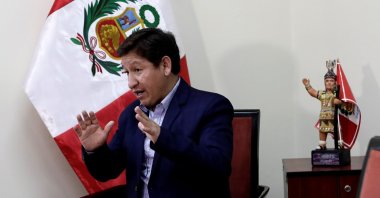 Peru's Prime Minister Guido Bellido speaks during an interview with Reuters in Lima, Peru, Aug. 7, 2021. (Reuters Photo)