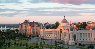Tatarstan's Ministry of Environment and Agriculture seen with a city view in the background, Kazan, capital of Tatarstan, Russia, July 25, 2020. (Shutterstock Photo)