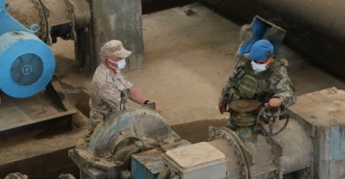 Turkish and Russian military authorities investigating the Allouk Water Station in Ras al-Ain, Syria, Aug. 8, 2021 (AA Photo) 