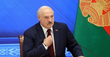 Belarus' President Alexander Lukashenko speaks during a press conference in Minsk on Aug. 9, 2021. (AFP Photo)