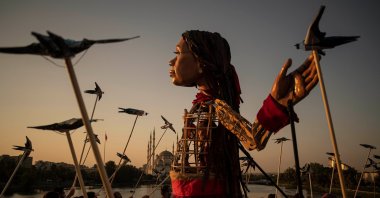 Little Amal in southern Adana province in Turkey.