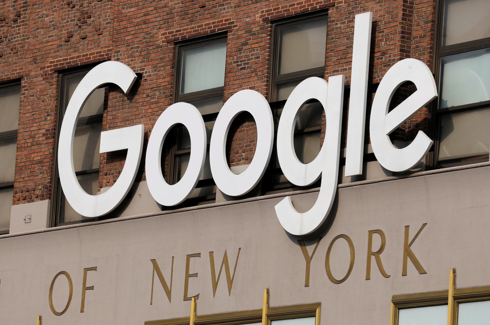 A logo is seen on the Google offices in Manhattan, New York City, NY, U.S., July 29, 2021. (Reuters Photo)