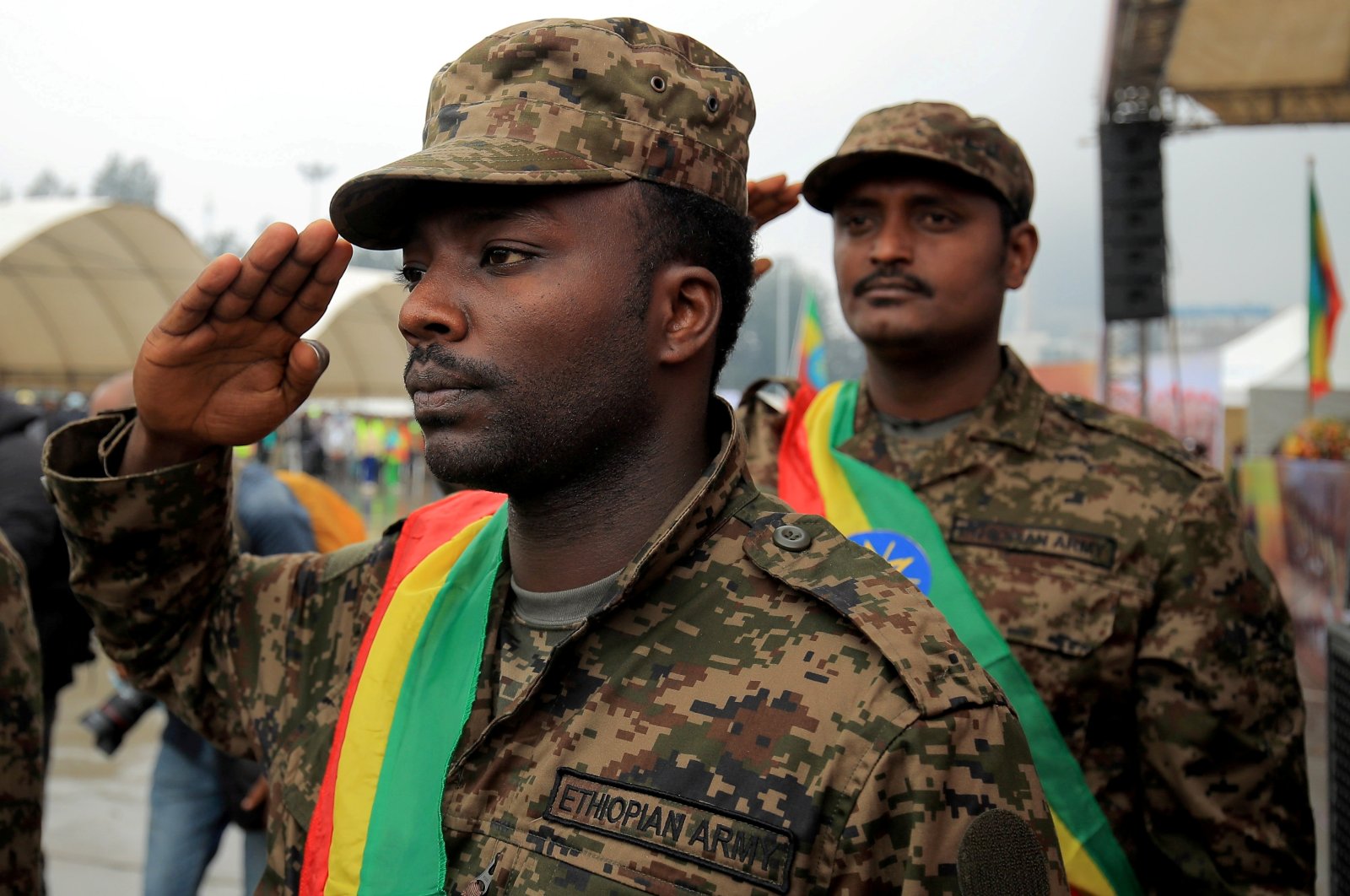 Members of the National Defense Force attend farewell ceremony for recruits joining Ethiopia's Defense Force at Meskel Square in Addis Ababa, Ethiopia July 27, 2021. (REUTERS Photo)