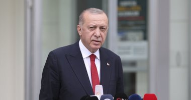 President Recep Tayyip Erdoğan speaks to journalists in Istanbul, Turkey, Aug. 6, 2021 (AA Photo)