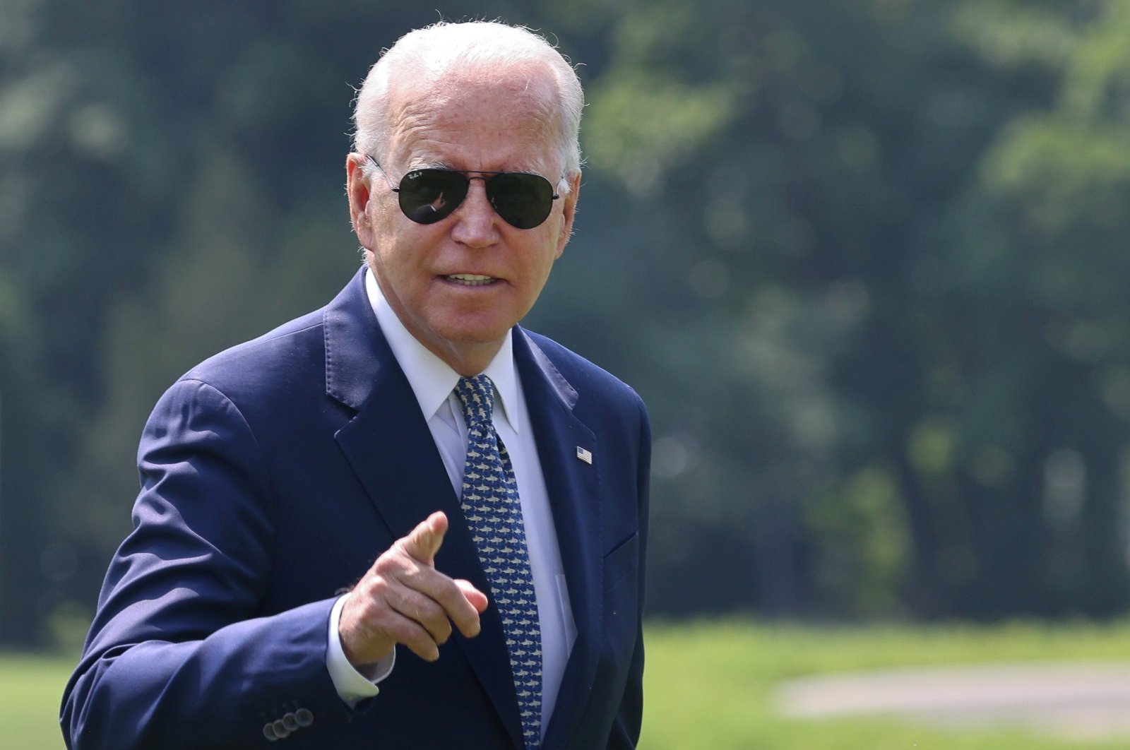U.S. President Joe Biden gestures toward members of the media as he arrives at the White House following a stay in Delaware, in Washington, U.S., Aug. 10, 2021. (Reuters Photo)