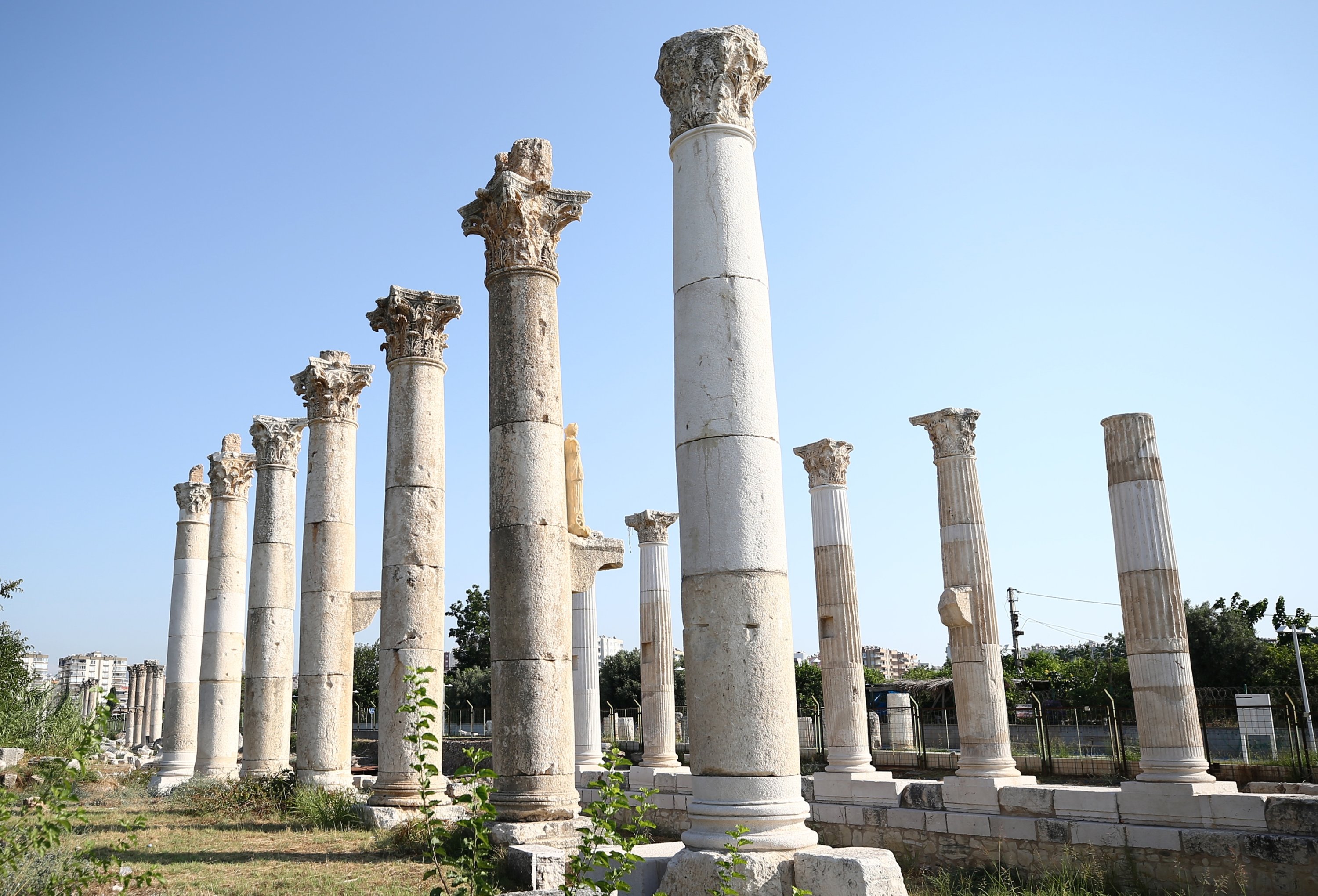 A view from the colonnaded street in the ancient city of Soli‐Pompeiopolis, Mersin, southern Turkey, August 12, 2021. (AA Photo) 