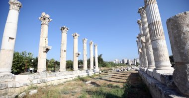 A view from the colonnaded street in the ancient city of Soli‐Pompeiopolis, Mersin, southern Turkey, August 12, 2021. (AA Photo) 