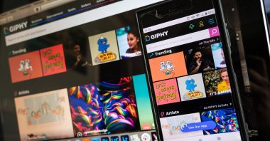 GIPHY is an American website containing a database allowing the search, sharing and creation of animated GIFs devoid of sound, Paris, Sept. 2020. (Reuters Photo)