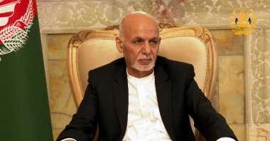 Afghanistan's President Ashraf Ghani attends a security meeting in Kabul, Afghanistan, August 14, 2021. (Reuters Photo)