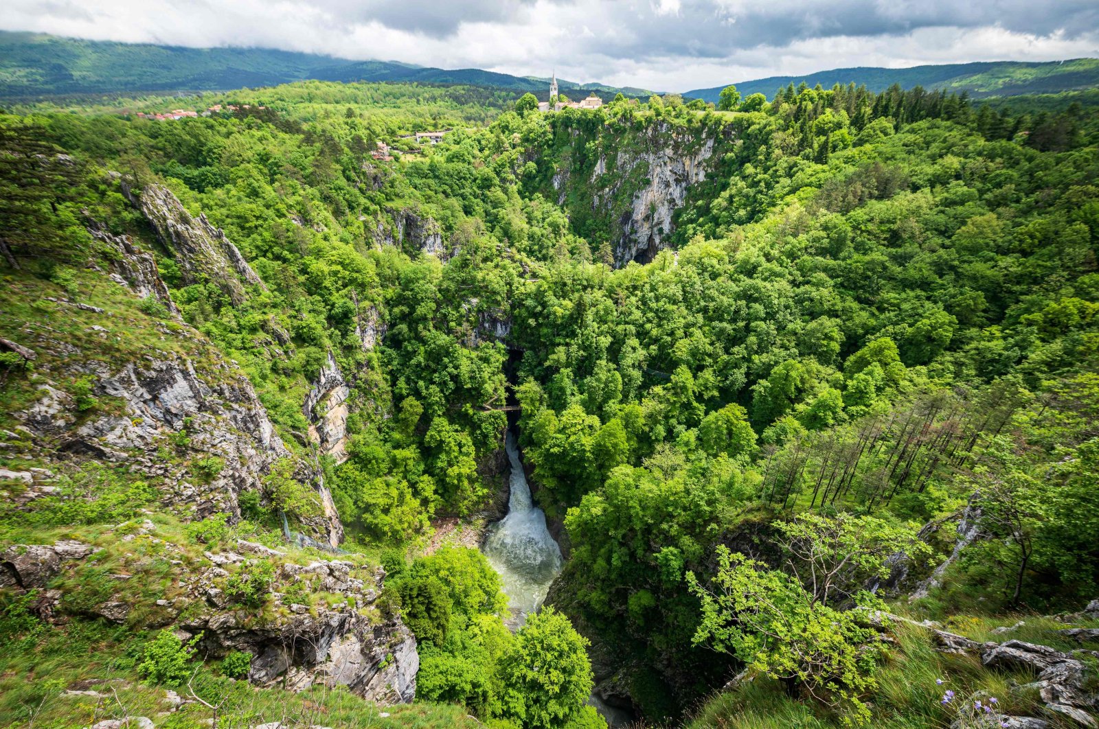 A part of the Skocjan Caves can be seen near the town of Divaca, Slovenia, May 25, 2021. (AFP Photo)