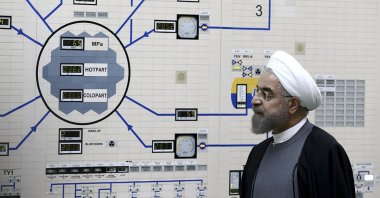 President Hassan Rouhani visits the Bushehr nuclear power plant just outside of Bushehr, Iran, Jan. 13, 2015. (Iranian President's Office via AP Photo)