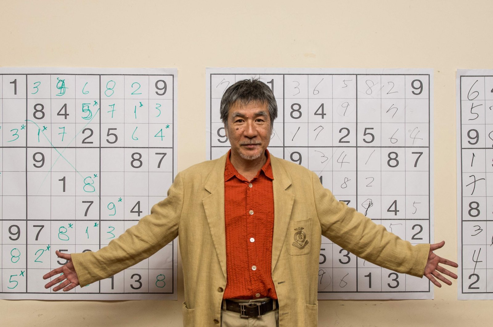 Japanese puzzle manufacturer Maki Kaji poses for a picture during the first Sudoku national competition in Sao Paulo, Brazil, Sept. 29, 2012. (AFP Photo)