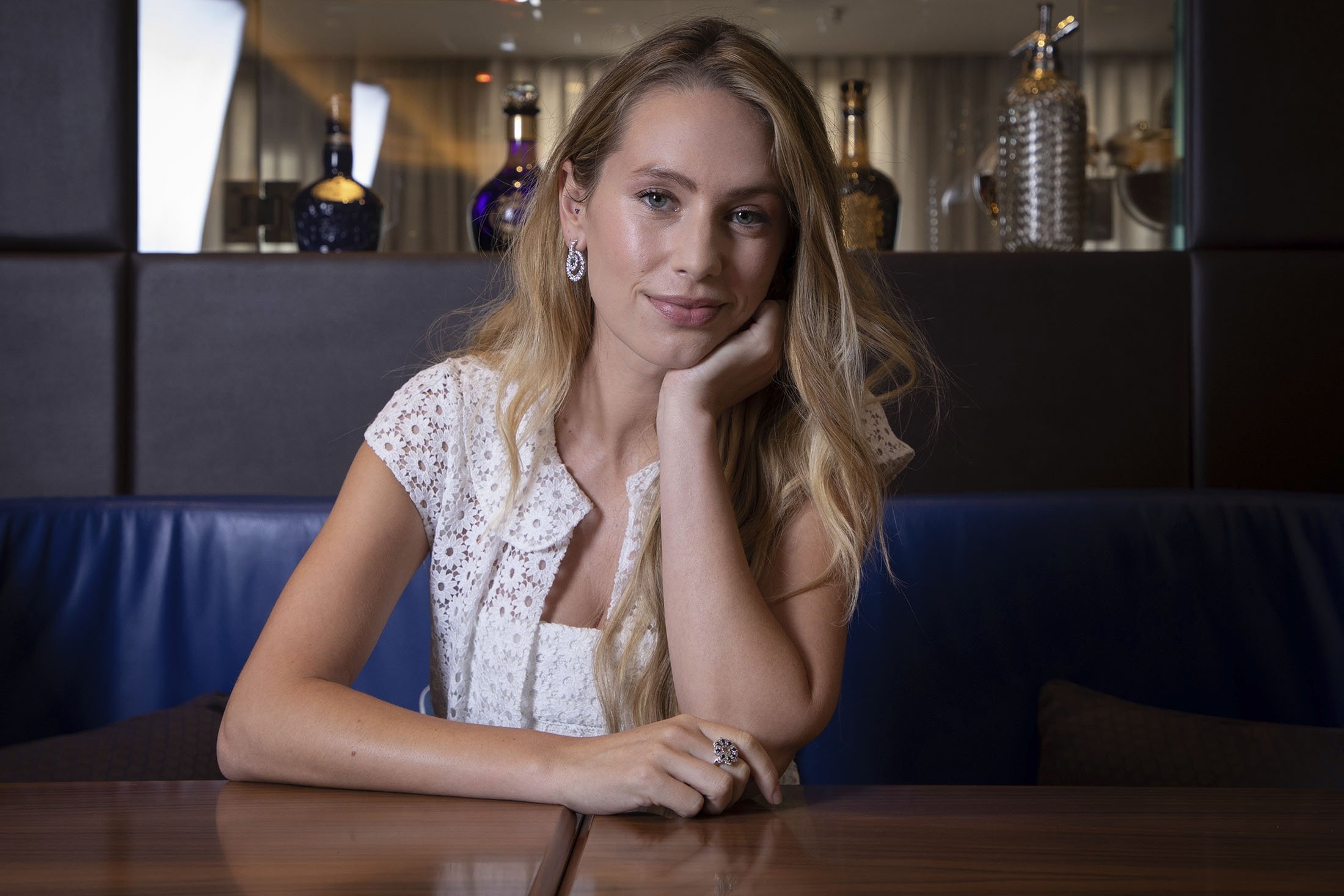 Dylan Penn poses for portrait photographs for the film 'Flag Day,' at the 74th international film festival, Cannes, southern France, July 10, 2021. (AP Photo)