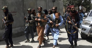 Taliban fighters patrol in Wazir Akbar Khan neighborhood in the city of Kabul, Afghanistan, Wednesday, Aug. 18, 2021. (Rahmat Gul via AP Photo)