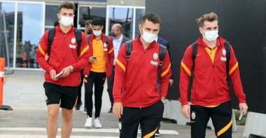 Galatasaray players arrive in Denmark for their UEFA Europa League playoff first-leg match against Randers, Aarhus, Denmark, Aug. 18. 2021.   